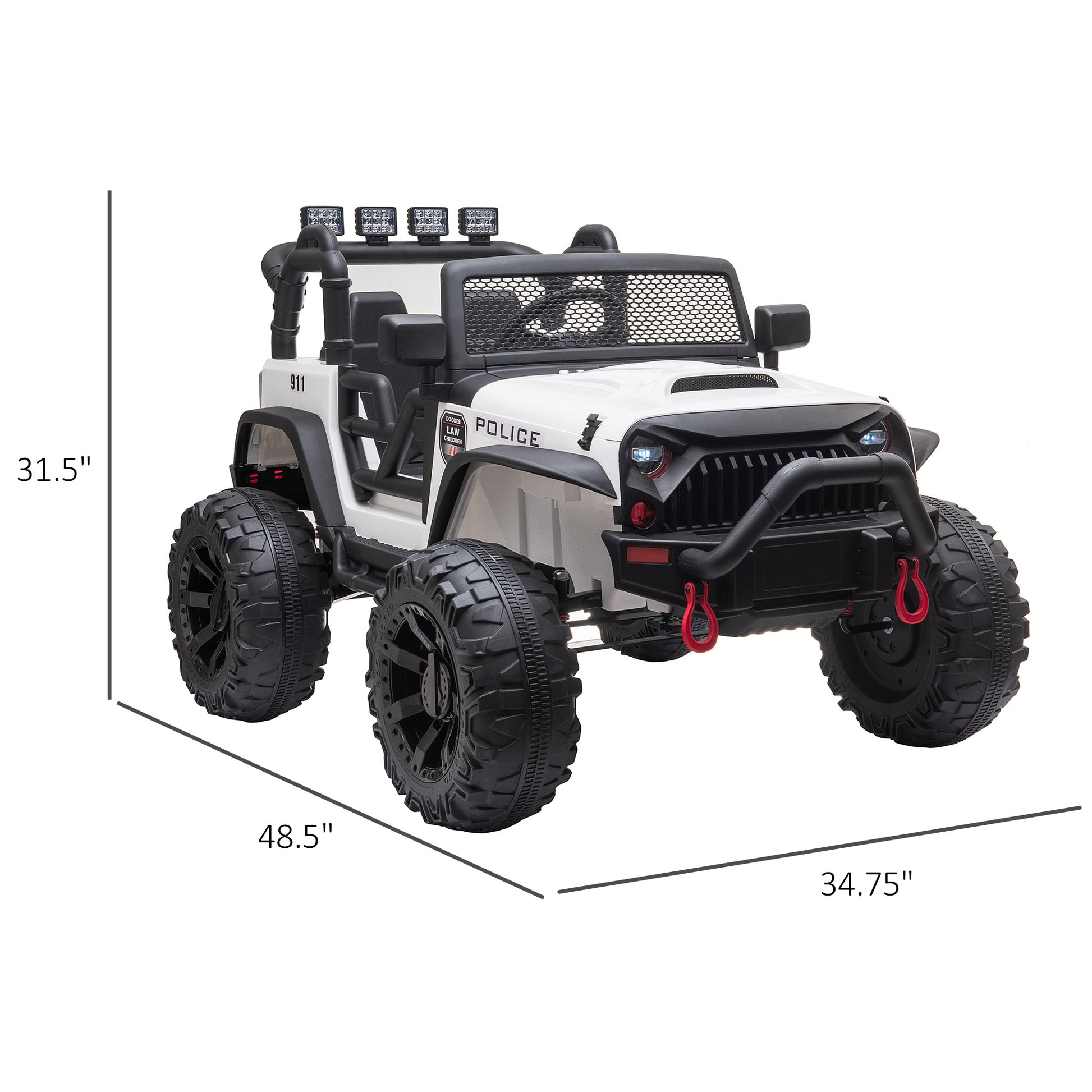 Aosom Kids Ride On Car 12V Battery Powered Electric Truck With Wide Seat, Parent Remote Control & Music, White White Steel