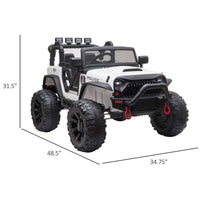 Aosom Kids Ride On Car 12V Battery Powered Electric Truck With Wide Seat, Parent Remote Control & Music, White White Steel