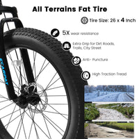 Ecarpat 26 Inch Fat Tires Mountain Bike, 4 Inch Wide Wheel, 21 Speed Disc Brakes, Mens Womens Trail Beach Snow Commuter City Mountain Bike, Carbon Steel Frame Front Fork Bicycles Cycling Gray Durable Garden & Outdoor Contemporary,Sporty Multifunctional