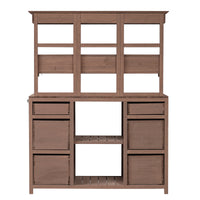 Garden Potting Bench Table, Rustic And Sleek Design With Multiple Drawers And Shelves For Storage, Brown Brown Garden & Outdoor Rustic Wood
