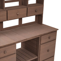 Garden Potting Bench Table, Rustic And Sleek Design With Multiple Drawers And Shelves For Storage, Brown Brown Garden & Outdoor Rustic Wood