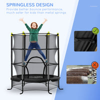 Soozier 5.3' Kids Trampoline, 64" Indoor Trampoline For Kids With Safety Enclosure For 3 10 Year Olds, Indoor & Outdoor Use, Black Black Steel