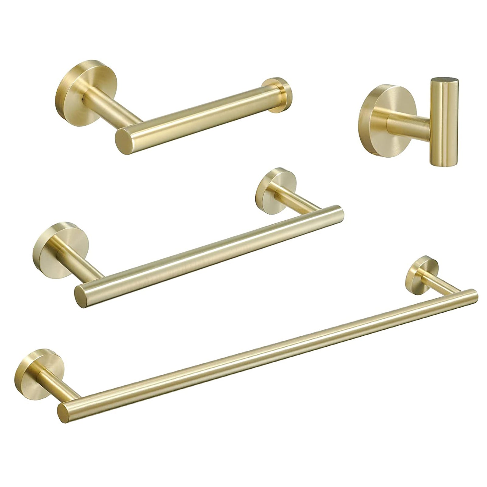 4 Pieces Brushed Nickel Gold Bathroom Accessories Set, Stainless Steel Bathroom Hardware Set, Bath Towel Bar Set, Towel Racks For Bathroom Wall Mounted. Brushed Gold Bathroom Classic,Industrial,Modern Stainless Steel