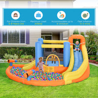 Outsunny Kids Inflatable Water Slide 5 In 1 Bounce House Water Park Jumping Castle With Water Pool, Slide, Climbing Walls, & 2 Water Cannons, 450W Air Blower Multicolor Fabric