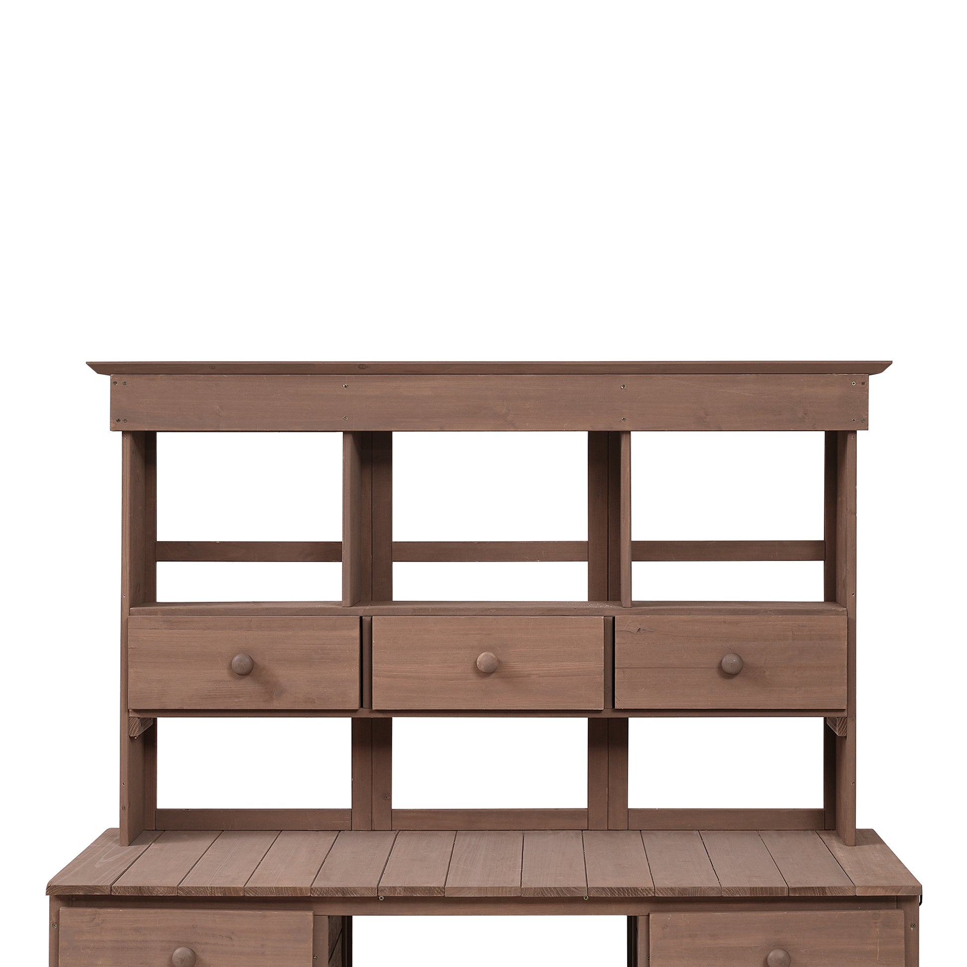 Garden Potting Bench Table, Rustic And Sleek Design With Multiple Drawers And Shelves For Storage, Brown Brown Garden & Outdoor Rustic Wood
