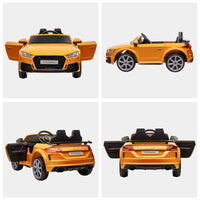 Aosom 6V Kids Electric Ride On Car, Licensed Audi Tt Rs With Suspension System And Remote Control, Horn, 5 Songs, Lights, Mp3 Player Yellow Yellow Steel
