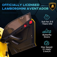 Aosom Lamborghini Aventador Licensed Kids Ride On Car With Scissor Doors, Easy Transport, 12V Electric Car For Kids With Remote Control, Suspension System, Horn, Music, Lights, Yellow Yellow Steel