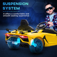 Aosom Lamborghini Aventador Licensed Kids Ride On Car With Scissor Doors, Easy Transport, 12V Electric Car For Kids With Remote Control, Suspension System, Horn, Music, Lights, Yellow Yellow Steel
