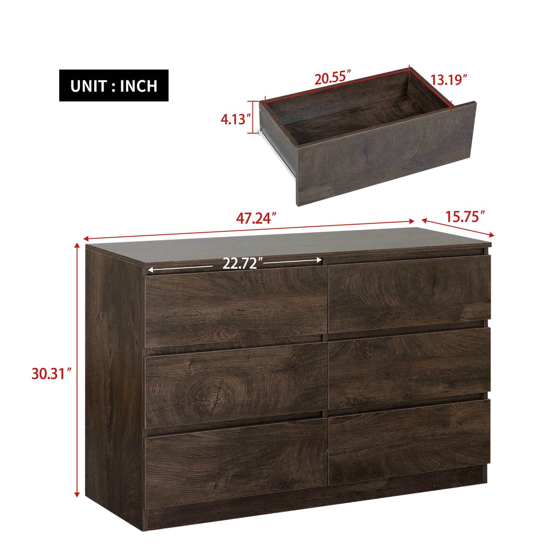 Drawer Dresser Cabinet, Sideboard, Bar Counter, Buffet Counter, Table Lockers, Three Plus Three Drawers Audit, Can Be Used For Dining Room, Living Room, Bedroom, Kitchen Corridor, Color: Dark Gray