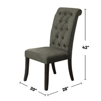 Set Of 2 Upholstered Fabric Side Chairs In Antique Black And Gray Solid Antique Black Dining Room Dining Chairs Wood Fabric