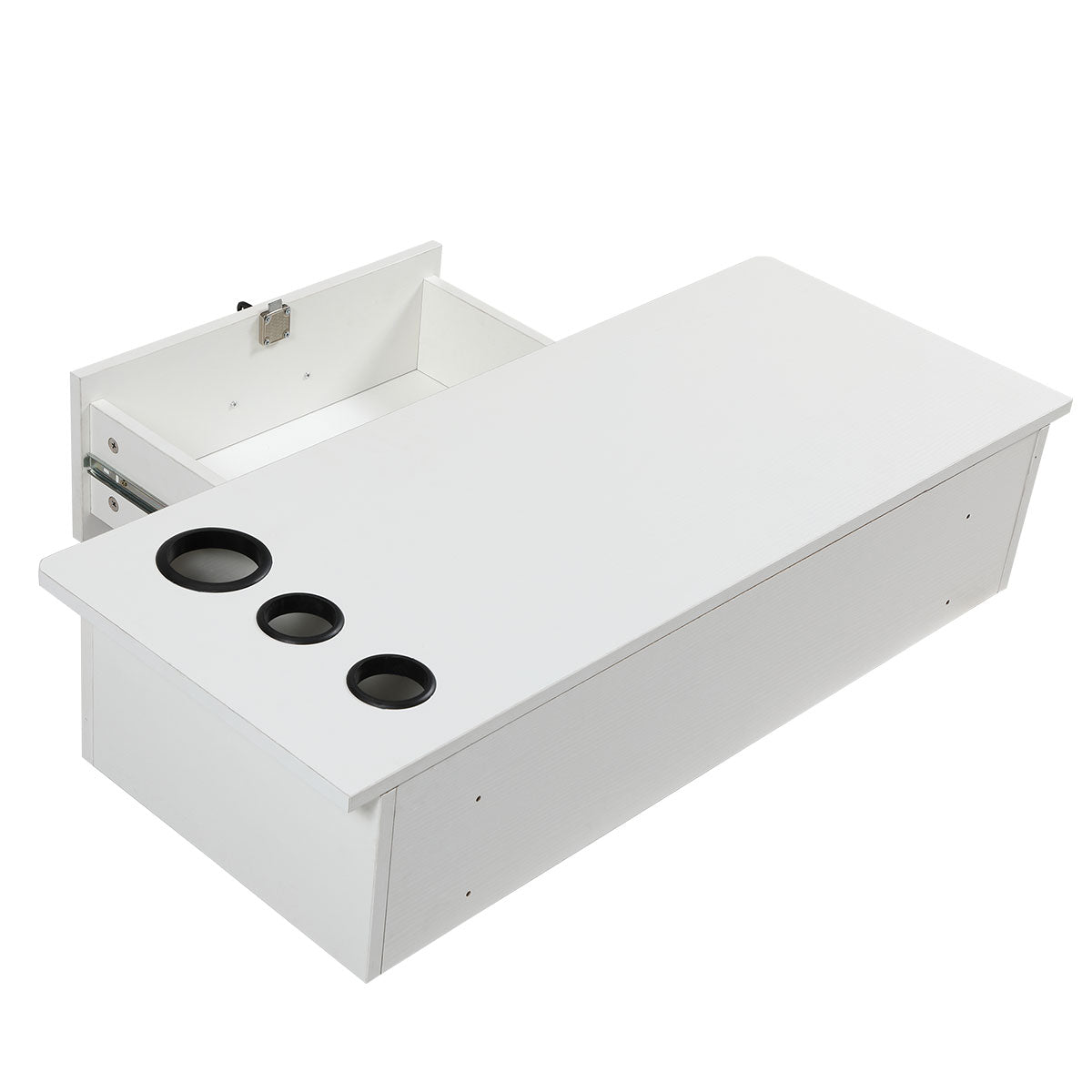 Classic Wall Mounted Styling Station With Drawer And Tool Holes, Vanity Table, Dressing Table, Equipment For Barber Beauty Spa Salon Shops, White White Particle Board