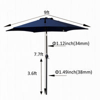 9Ft Umbrella Navy Blue Navy Blue Metal