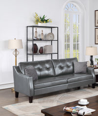 Contemporary Living Room Furniture 2 Pcs Sofa Set Grey Gelcouch Sofa And Loveseat Plush Cushion Tufted Plush Sofa Pillows Grey Faux Leather Wood Primary Living Space Classic,Contemporary,Modern Faux Leather 5 Seat