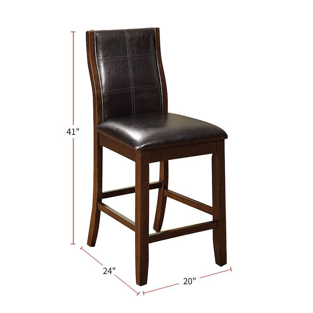 Transitional Dining Room Counter Height Chairs Set Of 2Pc High Chairs Only Brown Cherry Unique Curved Back Espressopadded Seat Brown Brown Dining Room Contemporary,Modern Dining Chairs Solid Back Solid Wood
