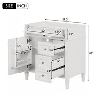 30'' Bathroom Vanity Without Top Sink, Modern Bathroom Storage Cabinet With 2 Drawers And A Tip Out Drawer Not Include Basin 3 White 1 2 Adjustable Shelves Bathroom Freestanding Solid Wood Mdf Painted