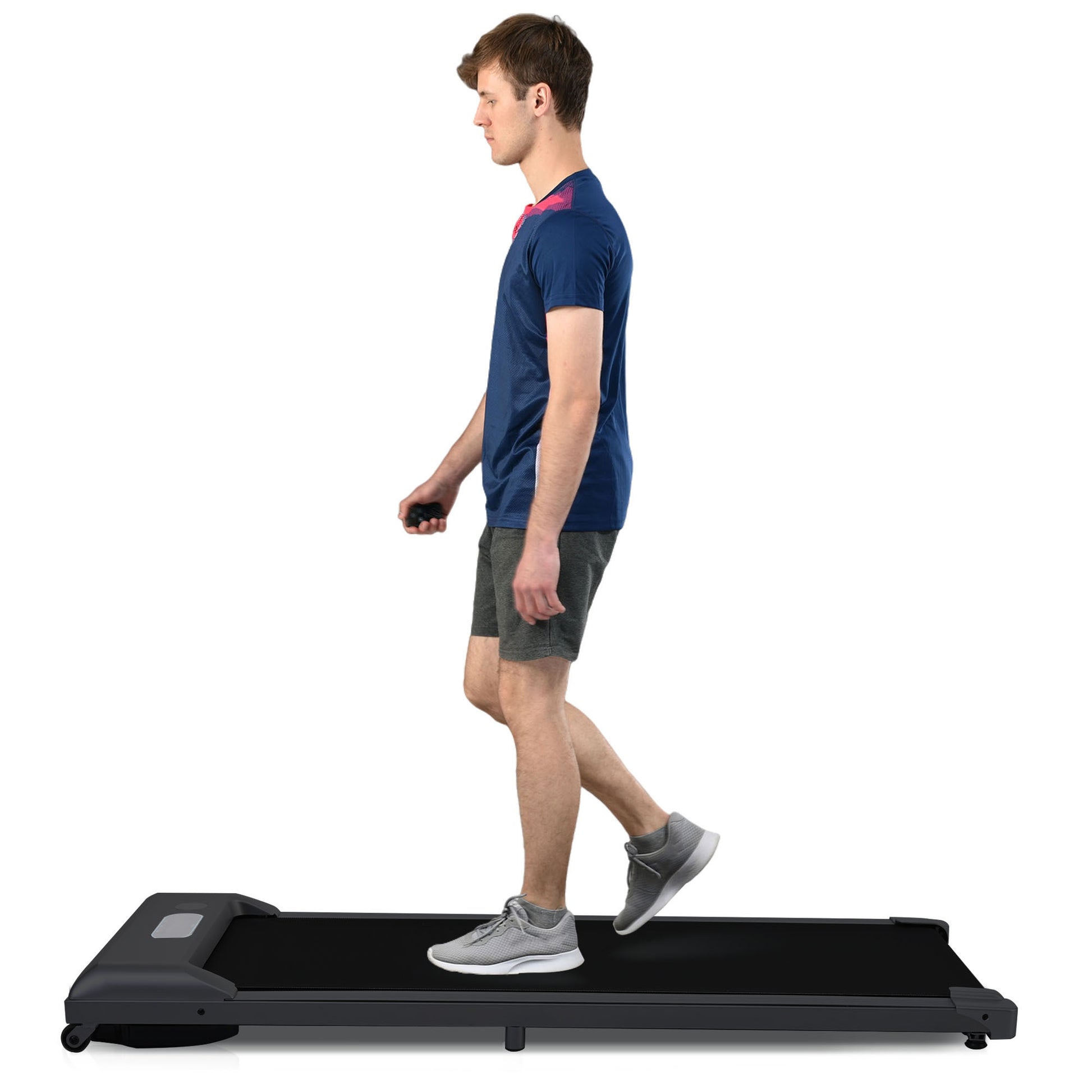 2 In 1 Under Desk Electric Treadmill 2.5Hp, Remote Control, Display, Walking Jogging Running Machine Fitness Equipment For Home Gym Office Black Metal