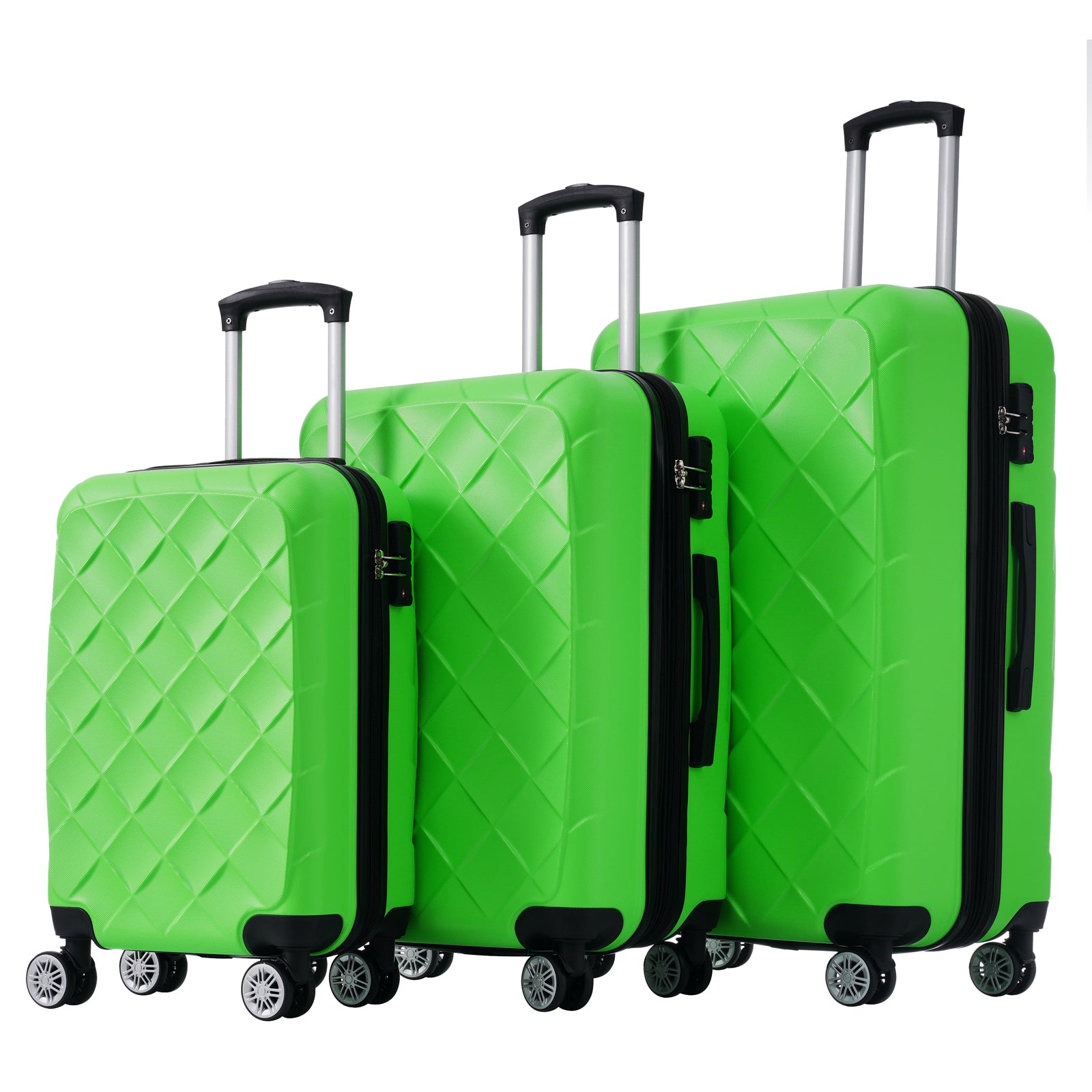 3 Piece Luggage Set Suitcase Set, Abs Hard Shell Lightweight Expandable Travel Luggage With Tsa Lock, Spinner Wheels For Men Women Green Abs