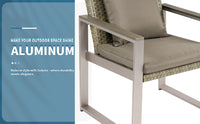 Full Aluminum Woven Rattan Double Sofa Coffee Table Yes Complete Patio Set Khaki Mildew Resistant Frame Fade Resistant Cushion Garden & Outdoor Modern Complete Patio Sets Aluminum Aluminum