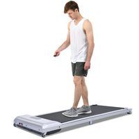 2 In 1 Under Desk Electric Treadmill 2.5Hp, Remote Control, Display, Walking Jogging Running Machine Fitness Equipment For Home Gym Office Silver Metal