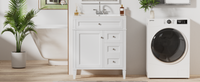 30'' Bathroom Vanity With Top Sink, Modern Bathroom Storage Cabinet With 2 Drawers And A Tip Out Drawer, Single Sink Bathroom Vanity 3 White 1 2 Adjustable Shelves Bathroom Freestanding Solid Wood Mdf Painted