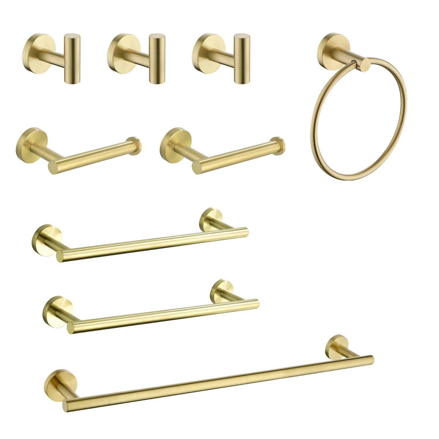 9 Piece Stainless Steel Bathroom Towel Rack Set Wall Mount Brushed Gold Stainless Steel