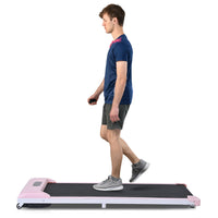 2 In 1 Under Desk Electric Treadmill 2.5Hp, Remote Control, Display, Walking Jogging Running Machine Fitness Equipment For Home Gym Office Pink Metal