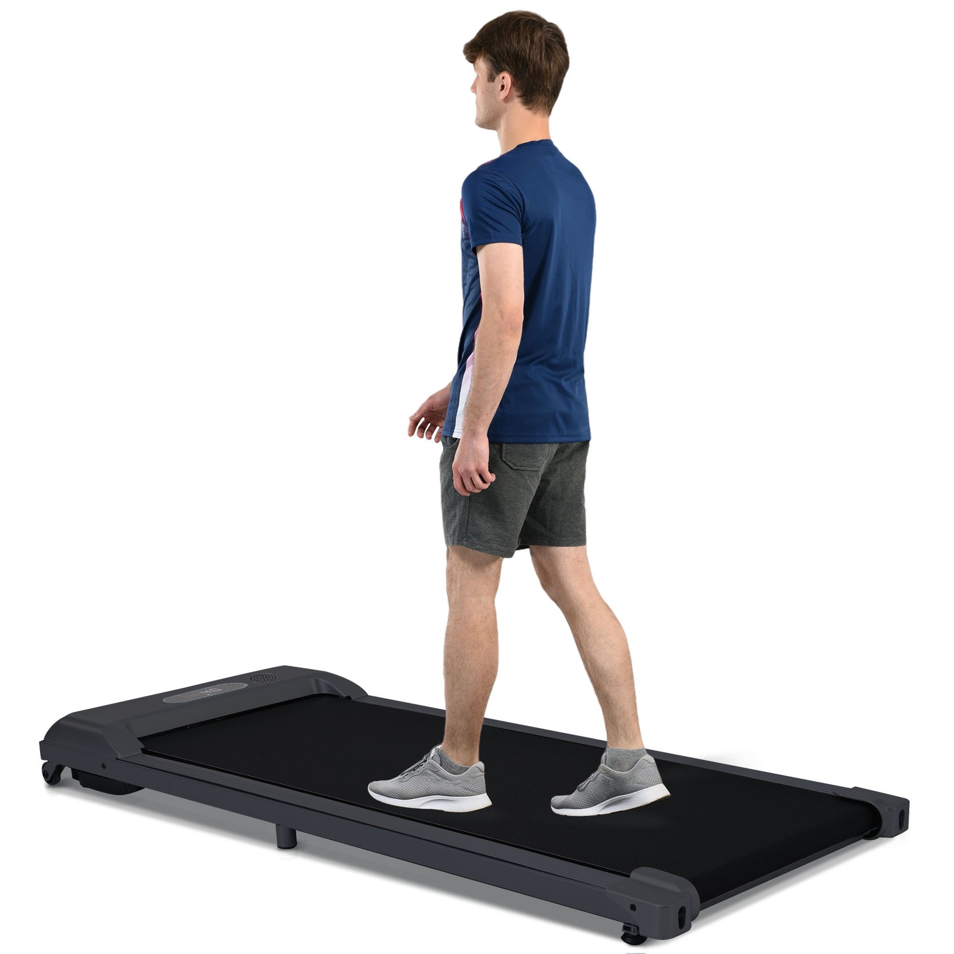 2 In 1 Under Desk Electric Treadmill 2.5Hp, Remote Control, Display, Walking Jogging Running Machine Fitness Equipment For Home Gym Office Black Metal