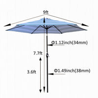 9Ft Umbrella Ice Blue Stripe Ice Blue Stripe Metal