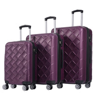 3 Piece Luggage Set Suitcase Set, Abs Hard Shell Lightweight Expandable Travel Luggage With Tsa Lock, Spinner Wheels For Men Women Violet Abs