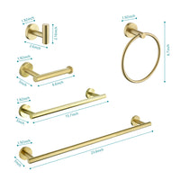 9 Piece Stainless Steel Bathroom Towel Rack Set Wall Mount Brushed Gold Stainless Steel