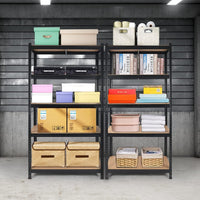 2000Lbs Capacity Garage Storage Shelves Heavy Duty Black Abs Steel Q235 Wood Pvc