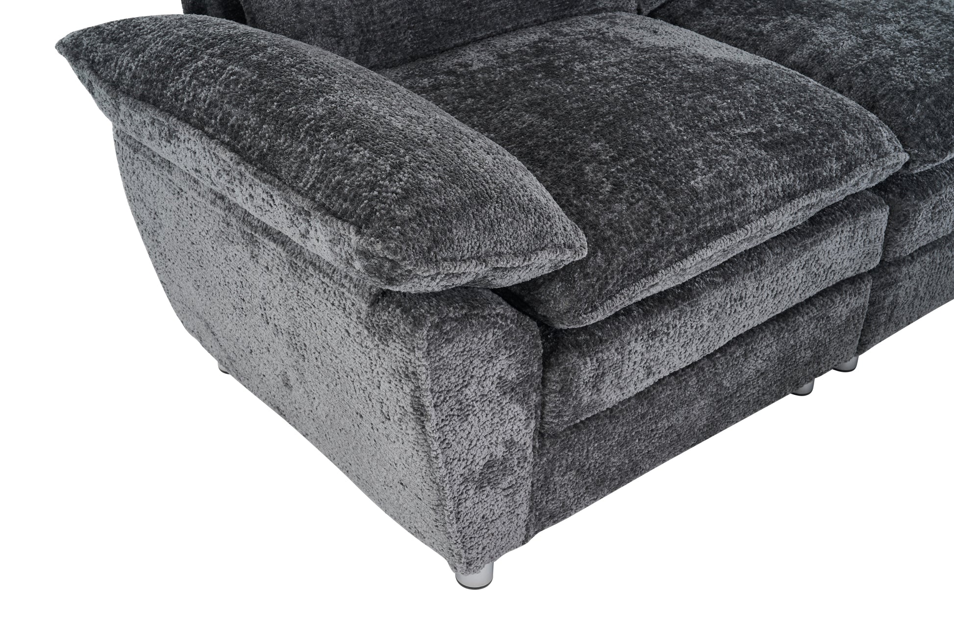 Modern Deep 3 Seat Sofa Couch With Ottoman, Polyester Sofa Sleeper Comfy Upholstered Furniture For Living Room, Apartment, Studio, Office,Dark Grey Dark Grey Polyester 3 Seat