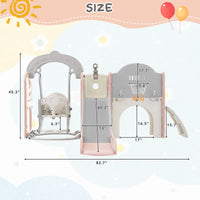 Toddler Slide And Swing Set 8 In 1, Kids Playground Climber Slide Playset With Basketball Hoop Freestanding Combination For Babies Indoor & Outdoor Pink Grey Hdpe Indoor & Outdoor Use