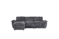 Modern Deep 3 Seat Sofa Couch With Ottoman, Polyester Sofa Sleeper Comfy Upholstered Furniture For Living Room, Apartment, Studio, Office,Dark Grey Dark Grey Polyester 3 Seat