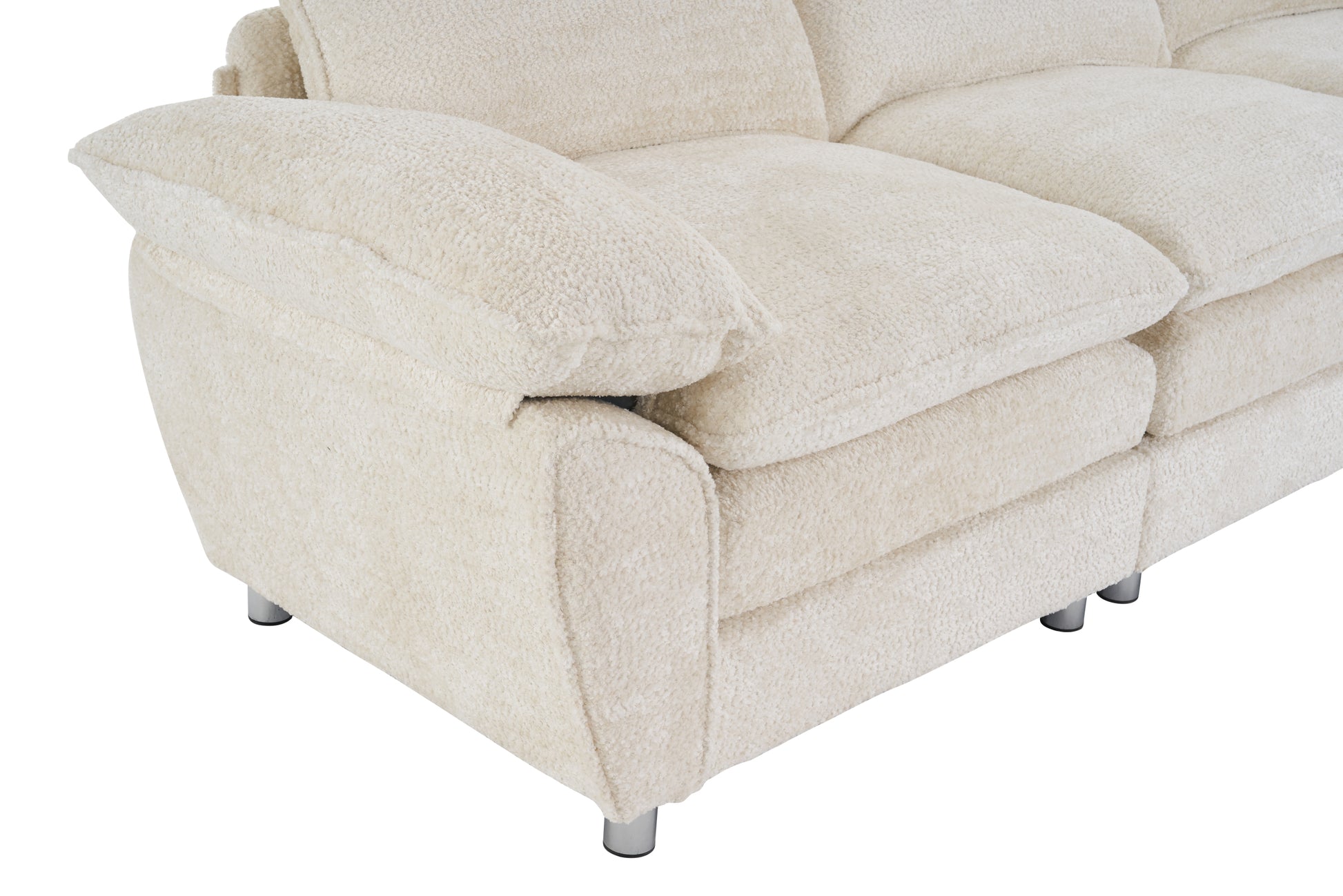 Modern Deep 3 Seat Sofa Couch With Ottoman, Polyester Sofa Sleeper Comfy Upholstered Furniture For Living Room, Apartment, Studio, Office, Beige Beige Polyester 3 Seat