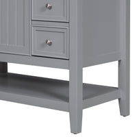 36" Bathroom Vanity With Sink Combo, One Cabinet And Three Drawers, Solid Wood And Mdf Board, Grey Grey Solid Wood Mdf