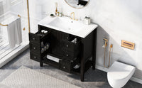 36" Bathroom Vanity With Sink Combo, One Cabinet And Three Drawers, Solid Wood And Mdf Board, Black Black Solid Wood Mdf