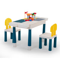 Multi Functional Rectangular Block Table Gray Yellow With Diy Blocks Colorful Polypropylene