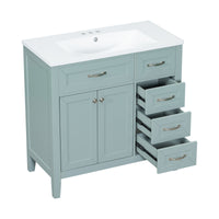 36" Bathroom Vanity With Sink Combo, Green Bathroom Cabinet With Drawers, Solid Frame And Mdf Board Old Sku:Jl000007Aag Green Solid Wood Mdf