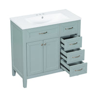 36" Bathroom Vanity With Sink Combo, Green Bathroom Cabinet With Drawers, Solid Frame And Mdf Board Green Solid Wood Mdf