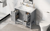 36" Bathroom Vanity With Sink Combo, One Cabinet And Three Drawers, Solid Wood And Mdf Board, Grey Old Sku:Sy999505Aae Grey Solid Wood Mdf