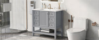 36" Bathroom Vanity With Sink Combo, One Cabinet And Three Drawers, Solid Wood And Mdf Board, Grey Old Sku:Sy999505Aae Grey Solid Wood Mdf