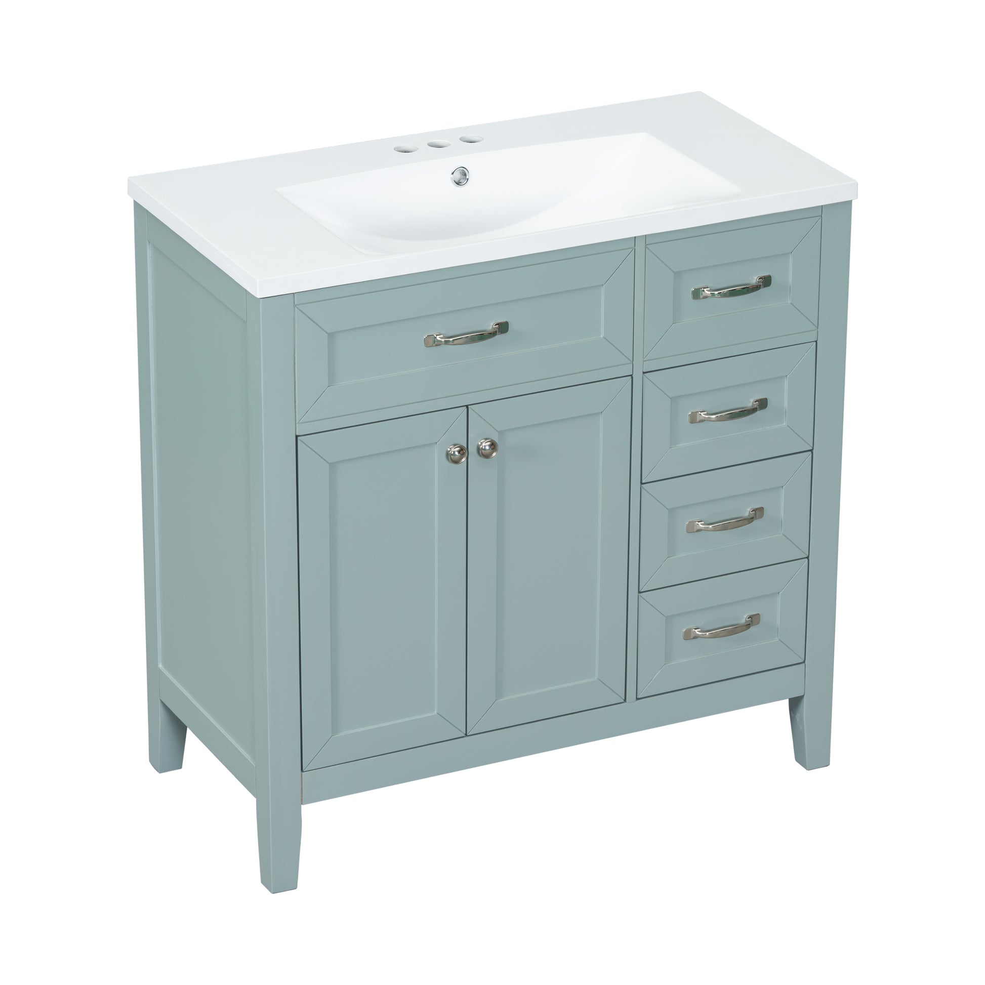 36" Bathroom Vanity With Sink Combo, Green Bathroom Cabinet With Drawers, Solid Frame And Mdf Board Old Sku:Jl000007Aag Green Solid Wood Mdf