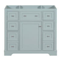 36" Bathroom Vanity Without Sink, Cabinet Base Only, One Cabinet And Six Drawers, Green Green Solid Wood Mdf