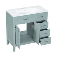 36" Bathroom Vanity With Sink Combo, Green Bathroom Cabinet With Drawers, Solid Frame And Mdf Board Old Sku:Jl000007Aag Green Solid Wood Mdf