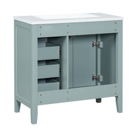 36" Bathroom Vanity With Sink Combo, Green Bathroom Cabinet With Drawers, Solid Frame And Mdf Board Green Solid Wood Mdf