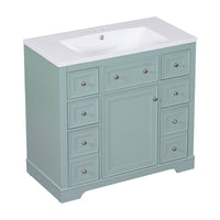 36" Bathroom Vanity With Sink Combo, One Cabinet And Six Drawers, Solid Wood And Mdf Board, Green Old Sku:Sy999404Aag Green Solid Wood Mdf