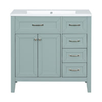 36" Bathroom Vanity With Sink Combo, Green Bathroom Cabinet With Drawers, Solid Frame And Mdf Board Old Sku:Jl000007Aag Green Solid Wood Mdf