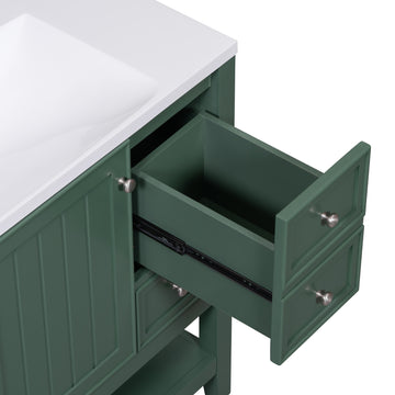 36" Bathroom Vanity With Sink Combo, One Cabinet And Three Drawers, Solid Wood And Mdf Board, Green Old Sku:Sy999505Aag Green Solid Wood Mdf