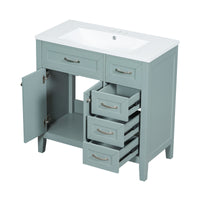 36" Bathroom Vanity With Sink Combo, Green Bathroom Cabinet With Drawers, Solid Frame And Mdf Board Old Sku:Jl000007Aag Green Solid Wood Mdf